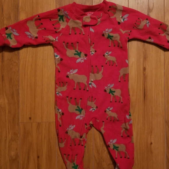 Carter's Reindeer Flannel Zip Up Sleepers Sz 12m - Picture 6 of 6